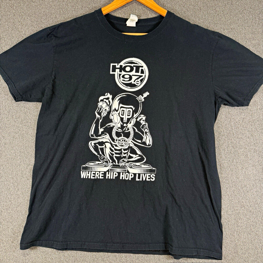 HOT 97 Where Hip Hop Lives DJ Graphic T-Shirt Mens XL Black NYC Radio